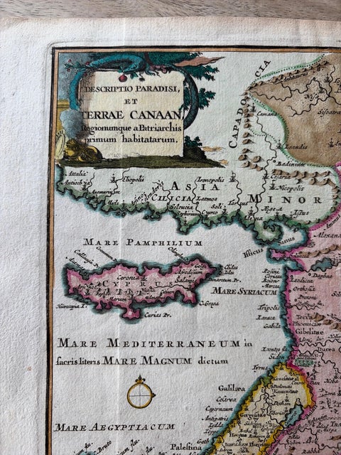 Antique Map of the Holy Land and Paradise, Terrae Canaan Map, c.1720, view 2