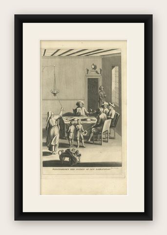 Antique Print of Jewish Ceremonies by A. Calmet, 1727, shown framed
