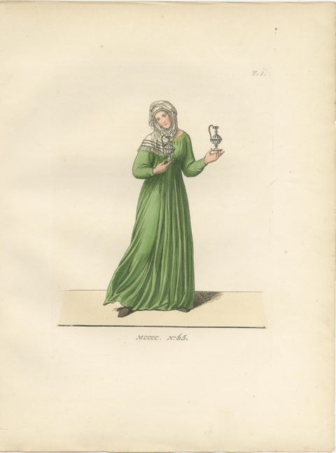 Servant, Dominican Nun and Young Lady in Traditional Italian Dress, 1845 Print, view 2