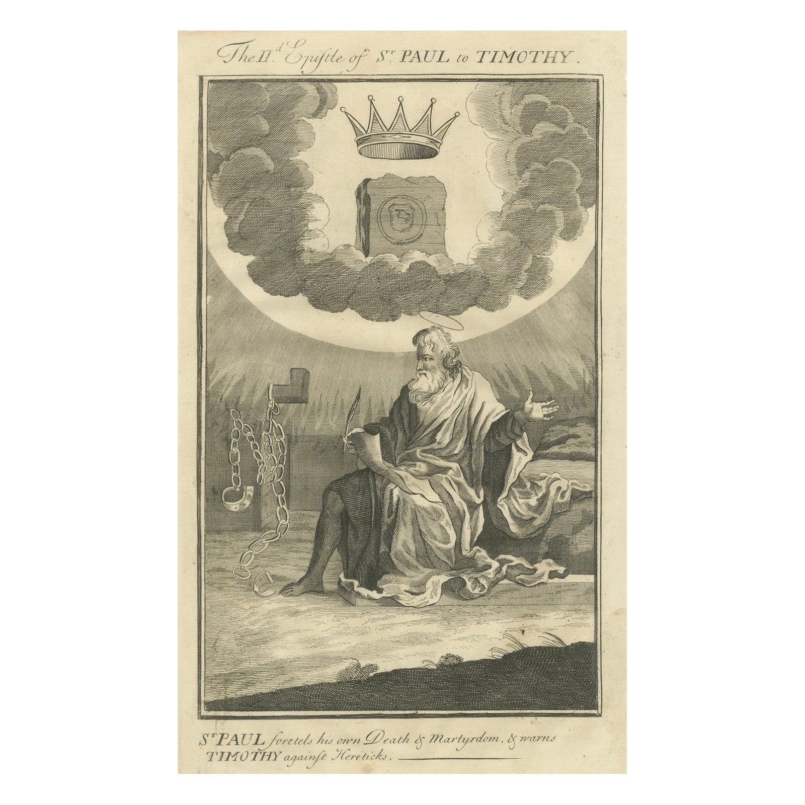 Paul to Timothy Engraving, St. Paul Foretells Death & Martyrdom c.1735