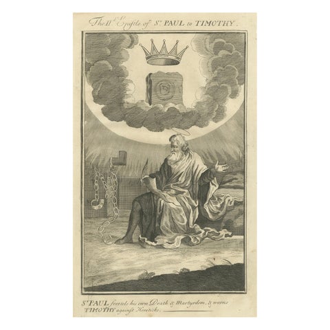 Paul to Timothy Engraving, St. Paul Foretells Death & Martyrdom c.1735
