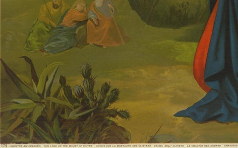 Christ on the Mount of Olives, Antique German Chromolithograph c.1900, close-up 3