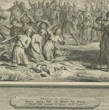 Achan Punished and Joshua Commands the Sun to Stand Still, Mortier circa 1700, close-up 2