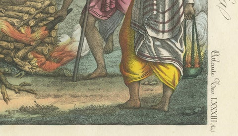 Traditional Hindu Funeral: Cremation of a Brahmin (1827), close-up 3