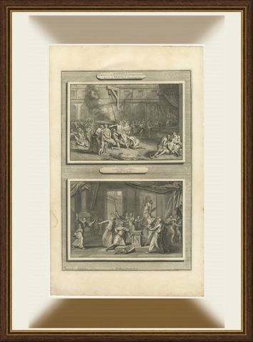 Martyrdom of the Maccabee Brothers and Zeal of Mattathias, Mortier, circa 1700, shown framed