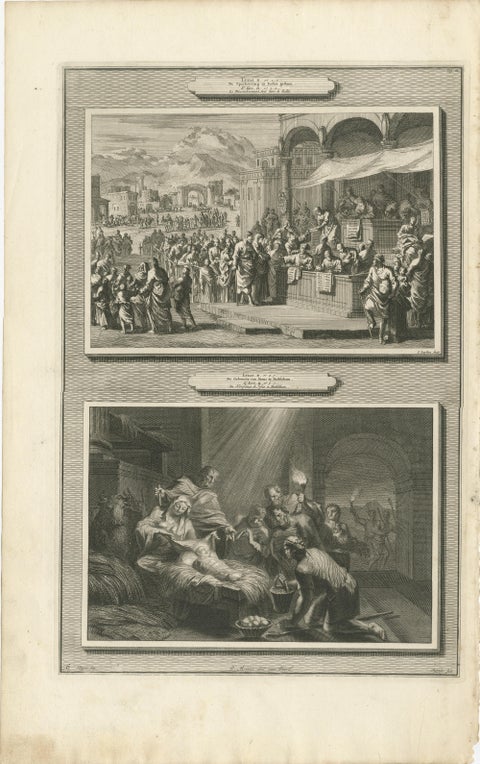 Census of Bethlehem & Christ’s Nativity, Mortier Engraving, 1700s, view 2