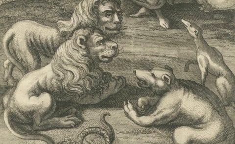Biblical Engravings, Christ Crowned, Crucified & Tempted in the Wilderness 1735, close-up 1