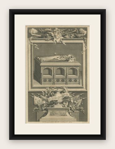 Antique Engraving Henry V Tomb Westminster Abbey, Vertue, c.1735, shown framed