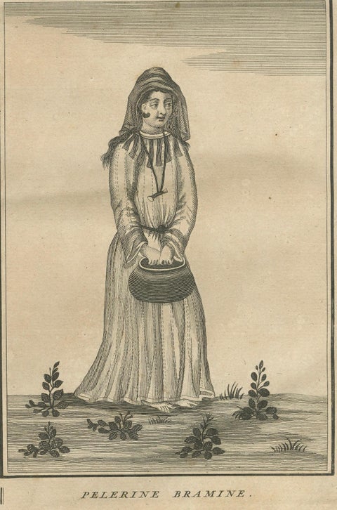 Indian Brahmin Penitents and Pilgrim, Rare 18th Century Ritual Engraving, 1734, close-up 2