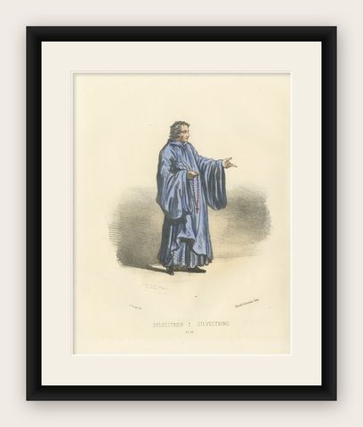 Sylvestrien, 1862 Hand-Colored Lithograph of a Sylvestrine Monk, shown framed