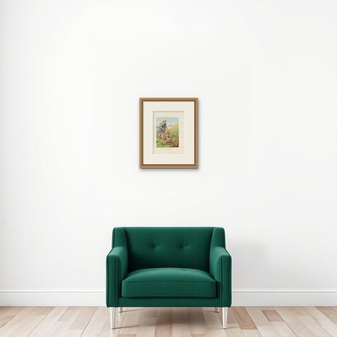 Antique Bible Print of the Lost Sheep by Kronheim 'c.1860', shown framed on a wall, true to size