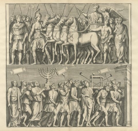 Arch of Titus Reliefs, Triumphal Chariot and Seven Branched Candlestick, 1722