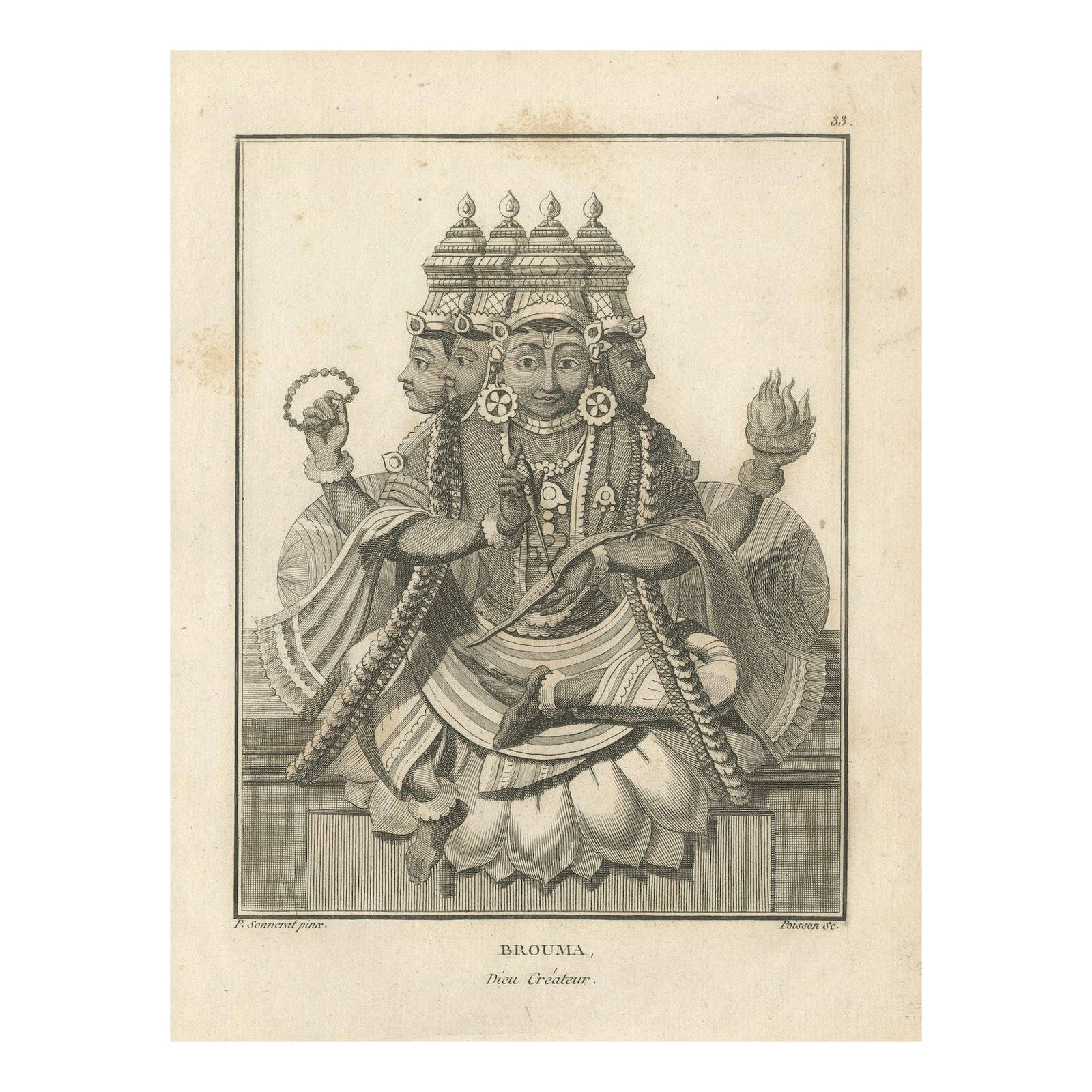 Exquisite 1806 Shiva and Vishnu Harihara Print, Hindu Art Treasure