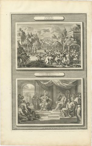 Feast of Tabernacles and the Queen of Sheba Visits Solomon, Mortier, circa 1700, view 2