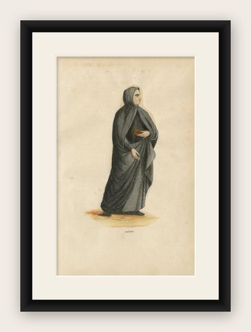 Antique Print of a Monk of the Alexians, 1845, shown framed