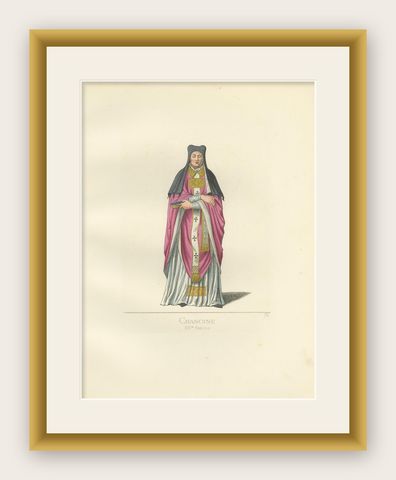 Antique Print of a Canon Nun by Bonnard, '1860', shown framed