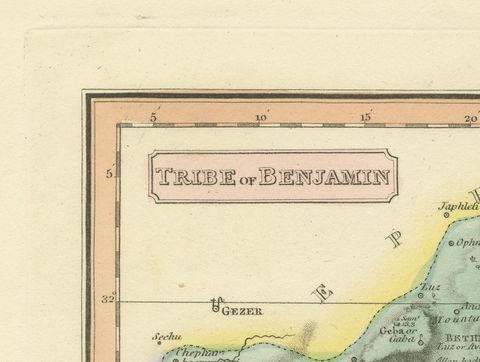 Tribe of Benjamin with Jericho and Bethel, Antique Wyld Map, 1823, close-up 1