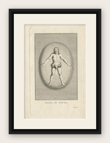 Antique 'Proof' Print of of Brahma, the Hindu Creator God, ca.1723, shown framed