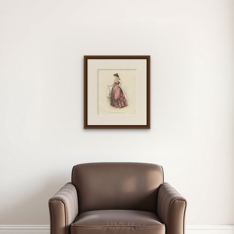 Jewish Girl Print Algiers Algeria 1853 by Compte-Calix, Hand-Colored Lithograph, shown framed on a wall, true to size