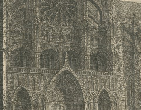 Westminster Abbey, the North Front and Western Towers, 1804, close-up 2