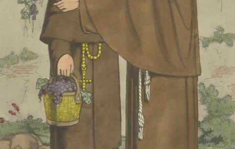 Capuchin Monks & Roman Serenity, 1820 Etching of Devotion, close-up 2