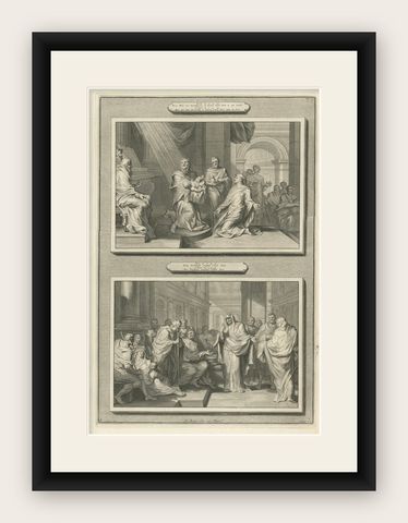 Presentation of Christ in the Temple & Prophetess Anna, Pieter Mortier, ca. 1700, shown framed