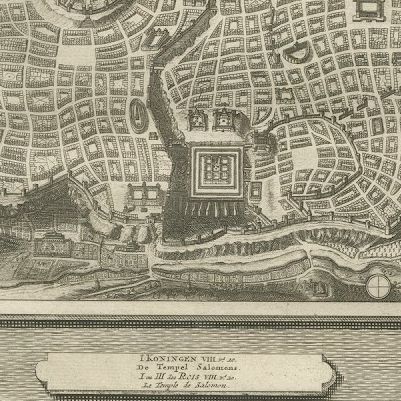 Plan of Jerusalem and Bird's Eye View of Solomon's Temple, Mortier, circa 1700, close-up 2