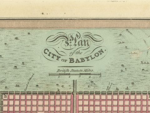Antique Plan of the City of Babylon, Hand-Colored, Wyld, 1823, close-up 1
