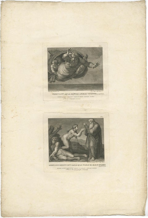 Old Vatican Frescoes; Separation of Land from Sea & The Creation of Eve, ca.1780, view 2