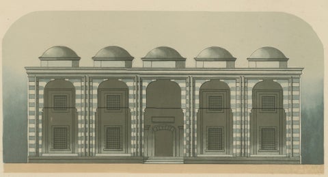Ottoman Mosque Facade Lithograph, Bursa (Bayezid Yıldırım), 1924, close-up 2