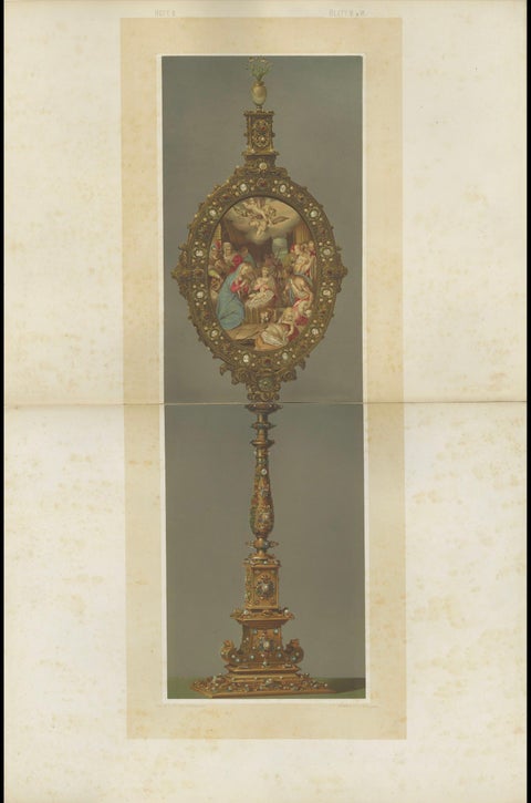 Antique Chromolithograph Monstrance Reiche Kapelle Munich Sacred Object, 1874, close-up 2