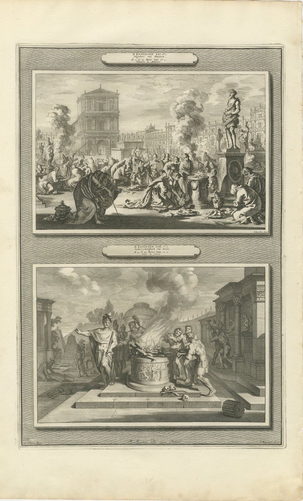 Idolatry of Manasseh and the Piety of King Josiah, Pieter Mortier, circa 1700