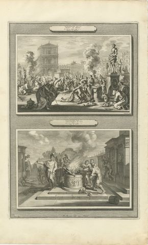 Idolatry of Manasseh and the Piety of King Josiah, Pieter Mortier, circa 1700