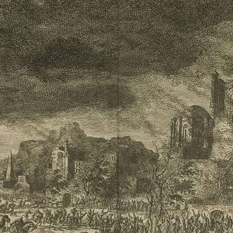 Antique Bible Print Eighth Plague of Egypt from the Bible Sacra, 1743, close-up 1