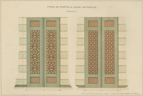 Seljuk Geometric Door Designs of Konya, Islamic Architecture, Raymond 1924, close-up 1
