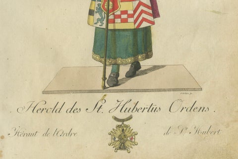 Herald of the Order of Saint Hubert: 1791 Colored Engraving in Ceremonial Dress, close-up 1