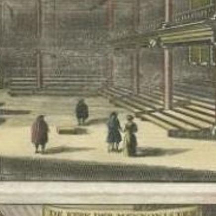 Antique Print of two Church Interiors in Amsterdam by Goeree, 1765, close-up 1