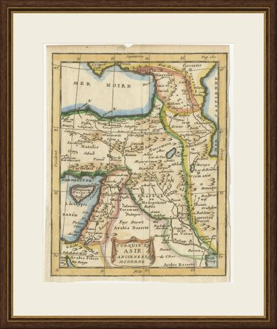 Antique Turkey in Asia Map with Cyprus and the Holy Land, circa 1760, shown framed
