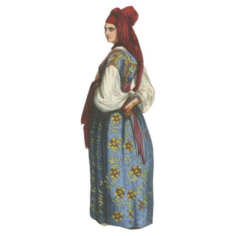 Nicely Antique Hand-Coloured Print of a Jewish Lady from Algiers, ca.1845, view 2