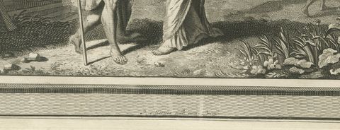 Samuel at Mizpah and Samuel Anoints Saul King, Mortier Bible circa 1700, close-up 1