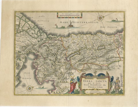 Antique Blaeu Holy Land Map, Terra Sancta Palestina, 1629, view 2