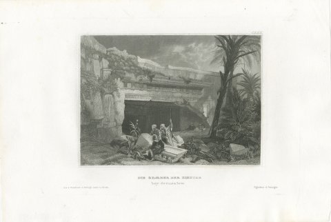 Tombs of the Kings near Jerusalem, Antique Rock Cut Facade View, circa 1850, view 2