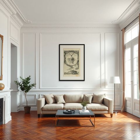 Antique Print of the Paulus Broeders Monastery by Wagenaar, c.1760, shown framed in a room, true to size