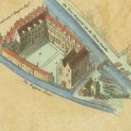 Antique Print of the Lucia Monastery by Wagenaar, c.1760, close-up 1