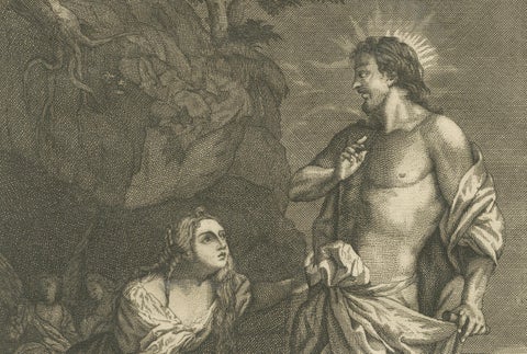 Biblical Engravings, Christ’s Resurrection & St. Andrew the Apostle (1735), close-up 4