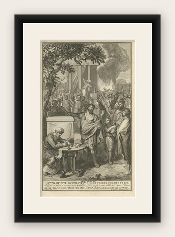 Antique Print Religion 'Joshua Makes a Convenant with God' by De Hondt, 1728, shown framed