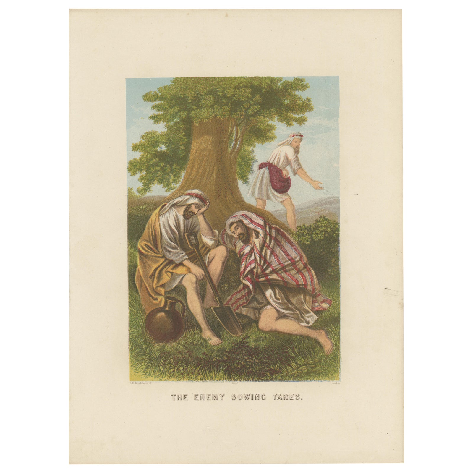Antique Bible Print of the Enemy Sowing Tares by Kronheim 'c.1860'