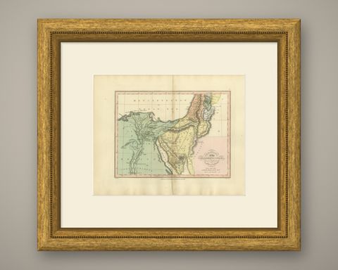 The Exodus Route from Egypt to Canaan, Antique Wyld Map, 1823, shown framed