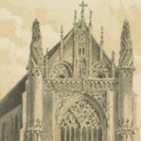 Antique Print of the St. Pancras Church of Leiden in The Netherlands, 1859, close-up 1