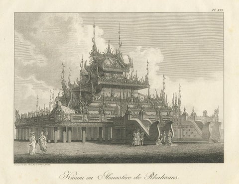 Antique Print of a Kioum or Buddhist Monastery in Burma by Symes '1800', view 4